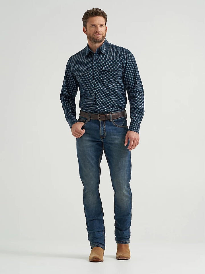 Men's Wrangler® Retro® Premium Long Sleeve Western Snap Printed Shirt 112369616 Shirt ariat Men's Wrangler Wrangler