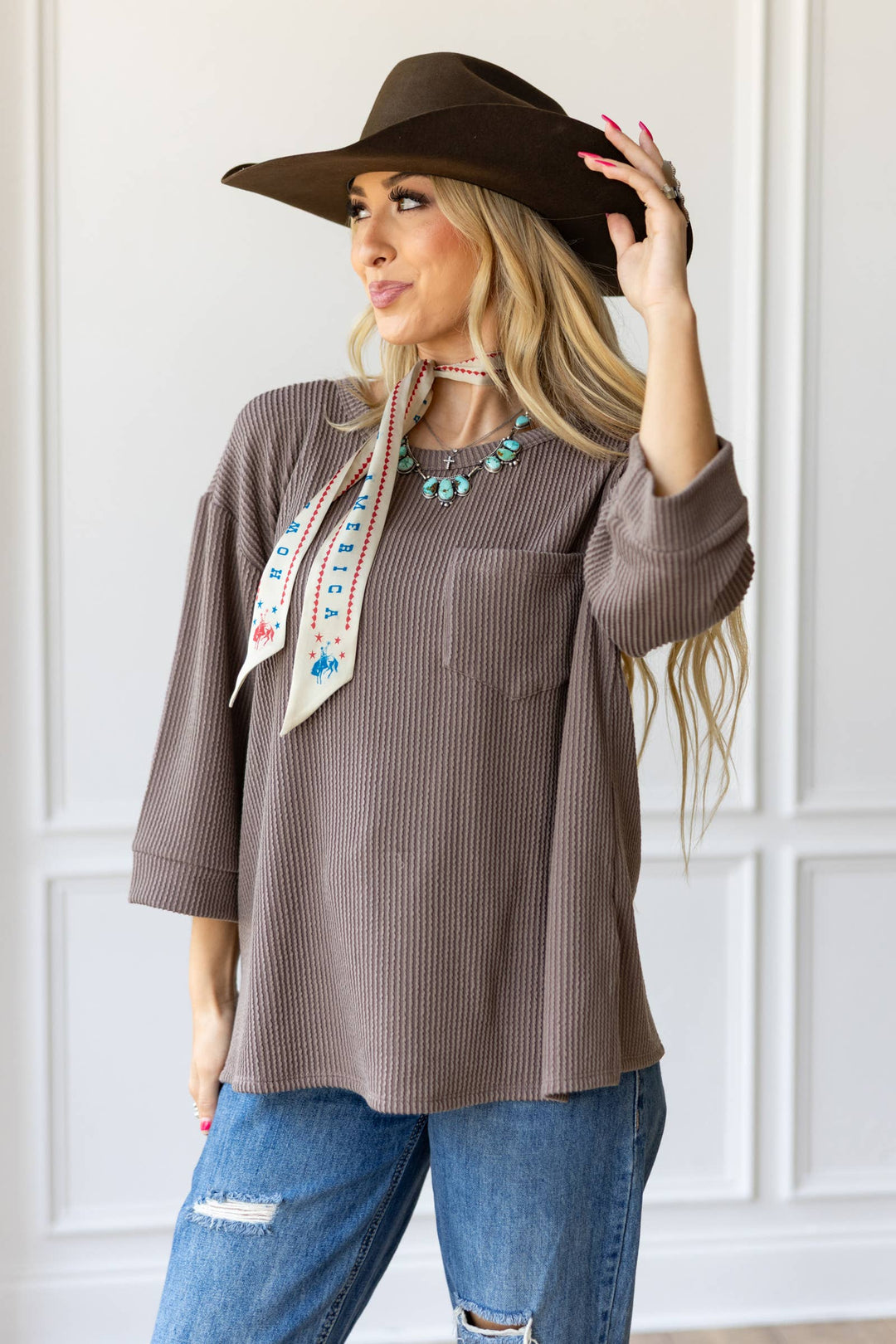 Ribbed 3/4 Sleeve Knit Top 20% off Andrée by Unit