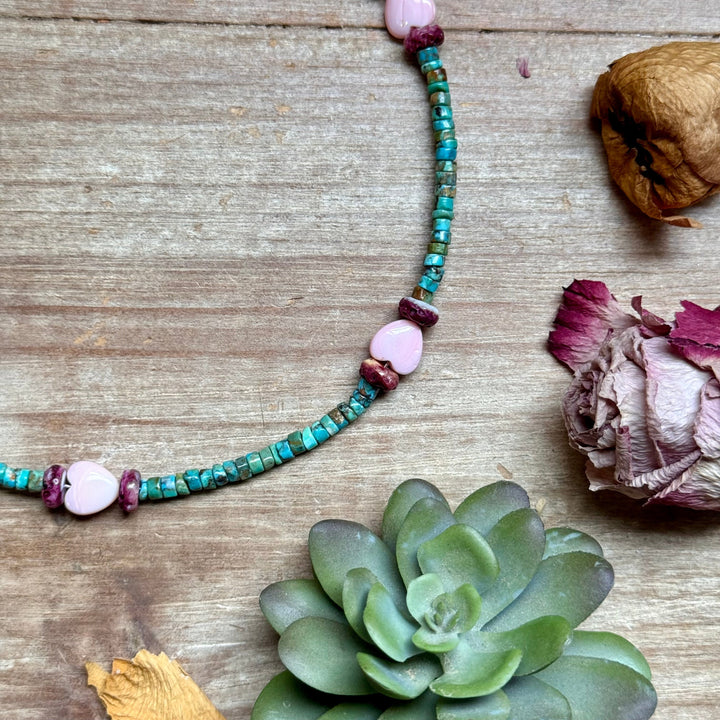 Color Pop Summer Necklace – Turquoise, Purple Spiny & Pink Conch 16" Necklaces Shopify Collective The Bijoux FAB Jewelry The Bijoux FAB Jewelry