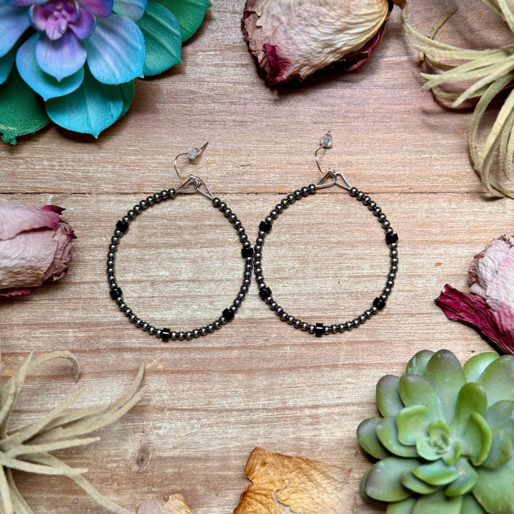 Black Onyx Hoop Earrings – Sterling Silver Earrings Shopify Collective The Bijoux FAB Jewelry The Bijoux FAB Jewelry