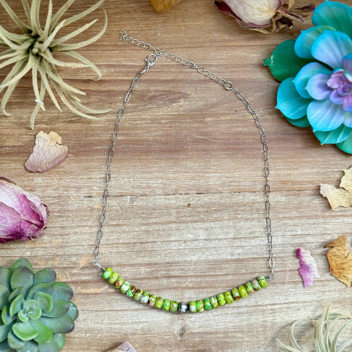 16” Green Variscite Paperclip Necklace – Sterling Silver Accent Necklaces Shopify Collective The Bijoux FAB Jewelry The Bijoux FAB Jewelry