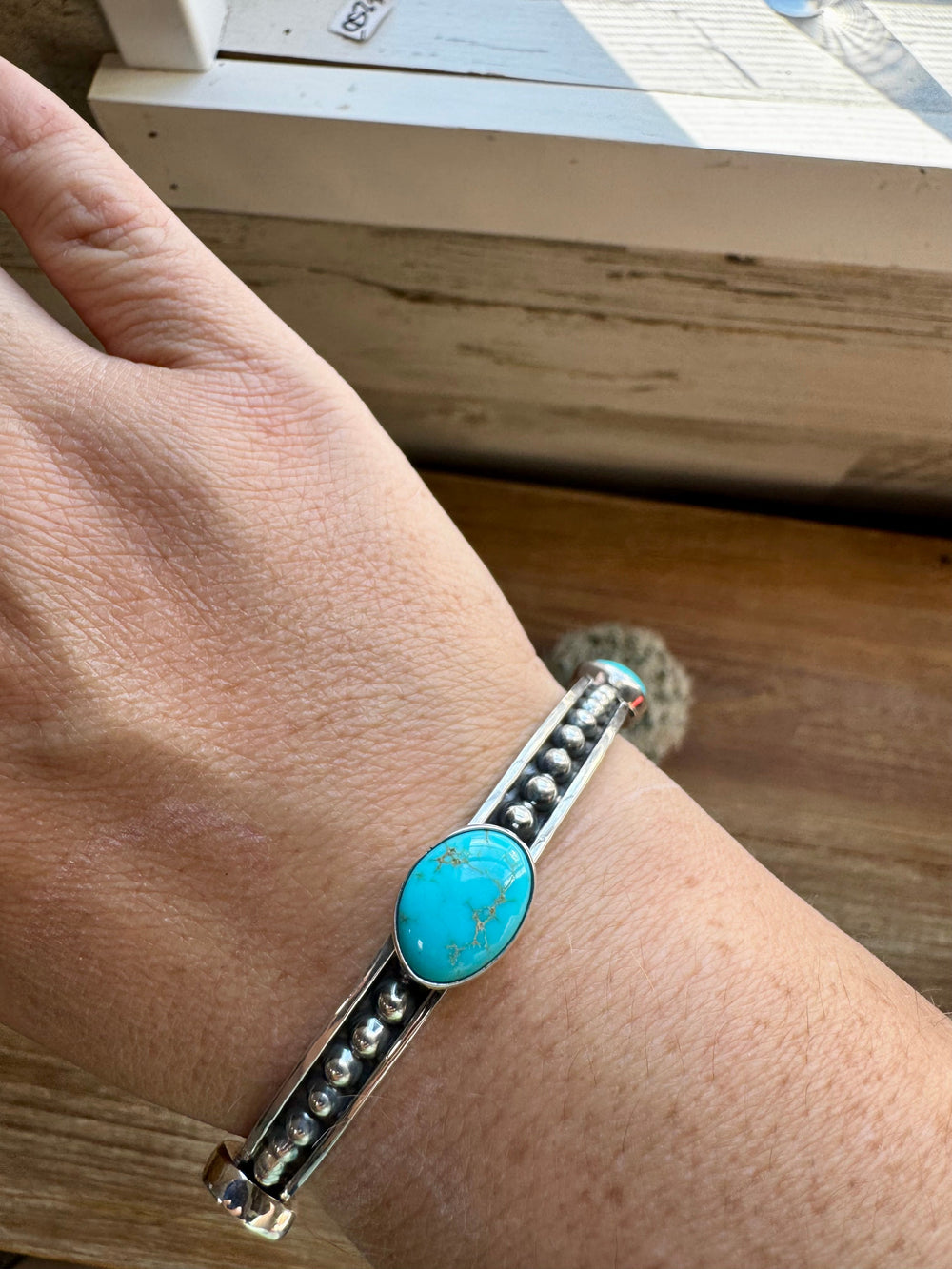 Sterling silver bangle Bracelet with kingman turquoise Bracelets Shopify Collective The Bijoux FAB Jewelry The Bijoux FAB Jewelry