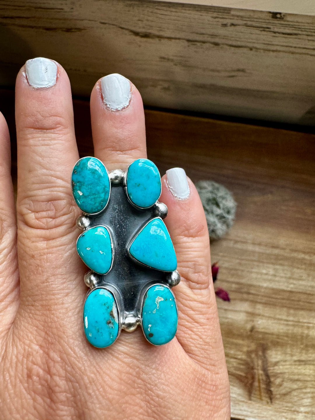 Long Ring- 6- Kingman turquoise ring and sterling silver ring Shopify Collective The Bijoux FAB Jewelry The Bijoux FAB Jewelry