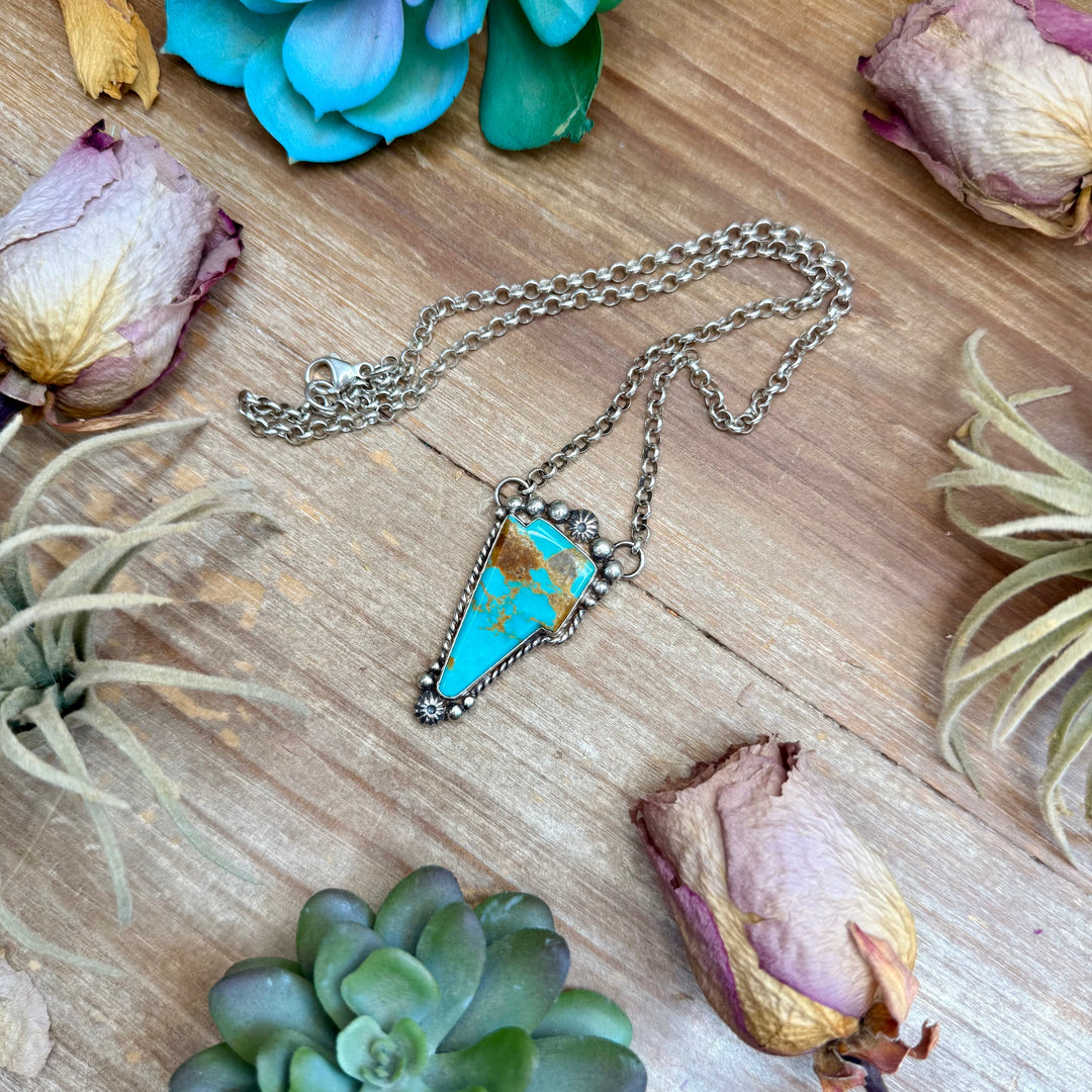 106 - Sterling Silver Kingman Turquoise Lightning Bolt Fixed Chain Necklace by Jason Ogg Necklaces Shopify Collective The Bijoux FAB Jewelry The Bijoux FAB Jewelry