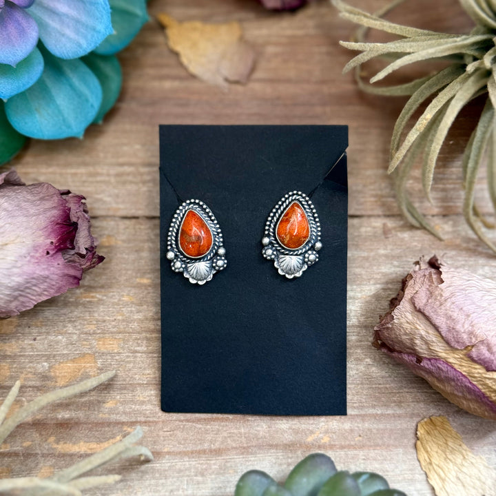 60 - Sterling Silver Apple Coral Stud Earrings by Shay Pfeiffer Earrings Shopify Collective The Bijoux FAB Jewelry The Bijoux FAB Jewelry