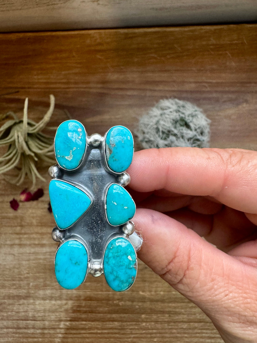 Long Ring- 6- Kingman turquoise ring and sterling silver ring Shopify Collective The Bijoux FAB Jewelry The Bijoux FAB Jewelry