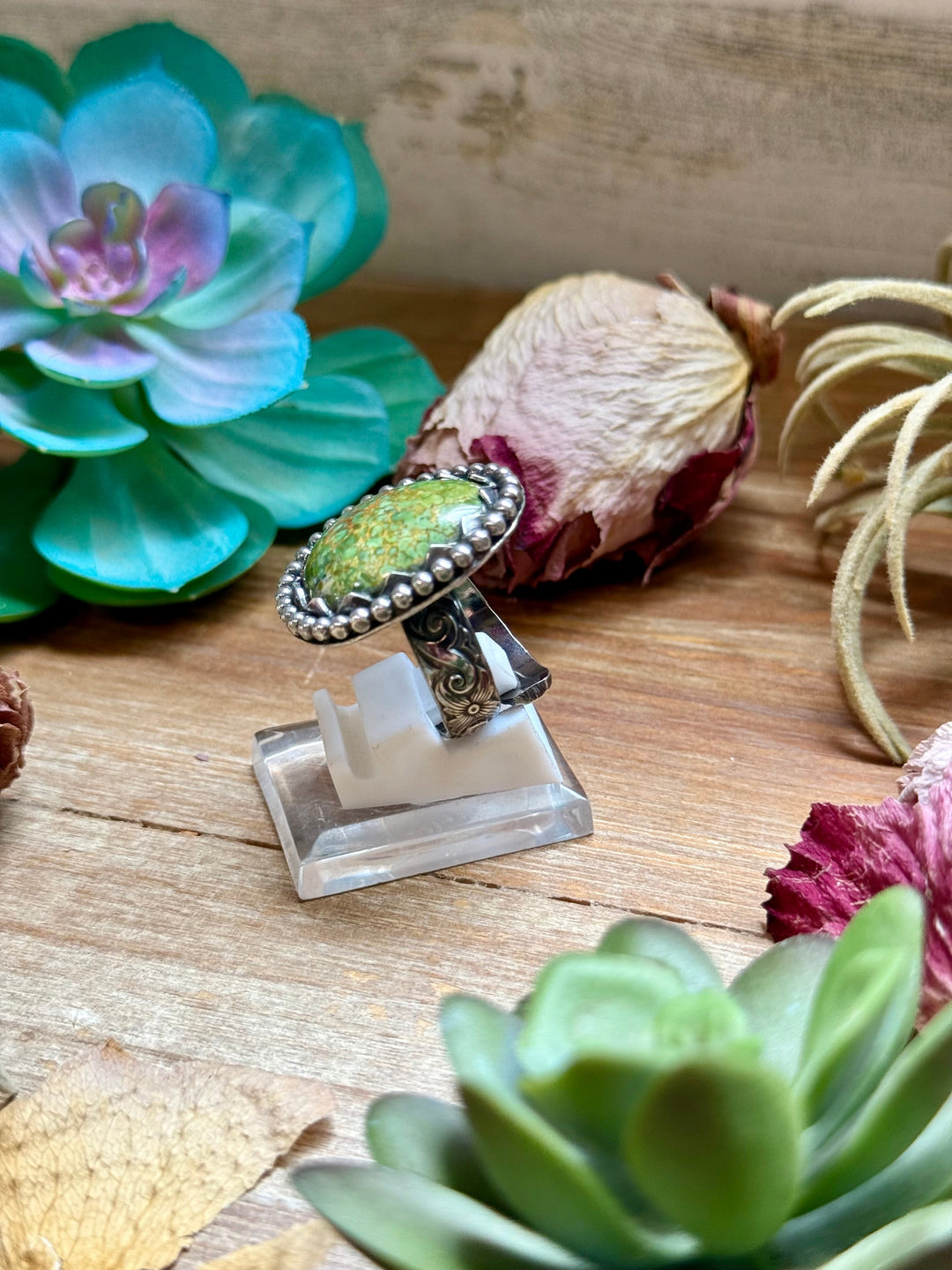 MJ Green Turquoise Sterling Silver Ring – Adjustable Free Form Ring Shopify Collective The Bijoux FAB Jewelry The Bijoux FAB Jewelry