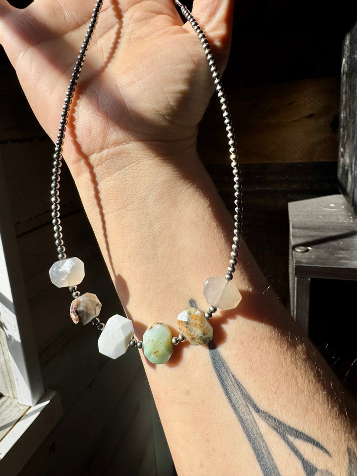 Peruvian Opal choker and Sterling Silver Pearls Necklaces Shopify Collective The Bijoux FAB Jewelry The Bijoux FAB Jewelry