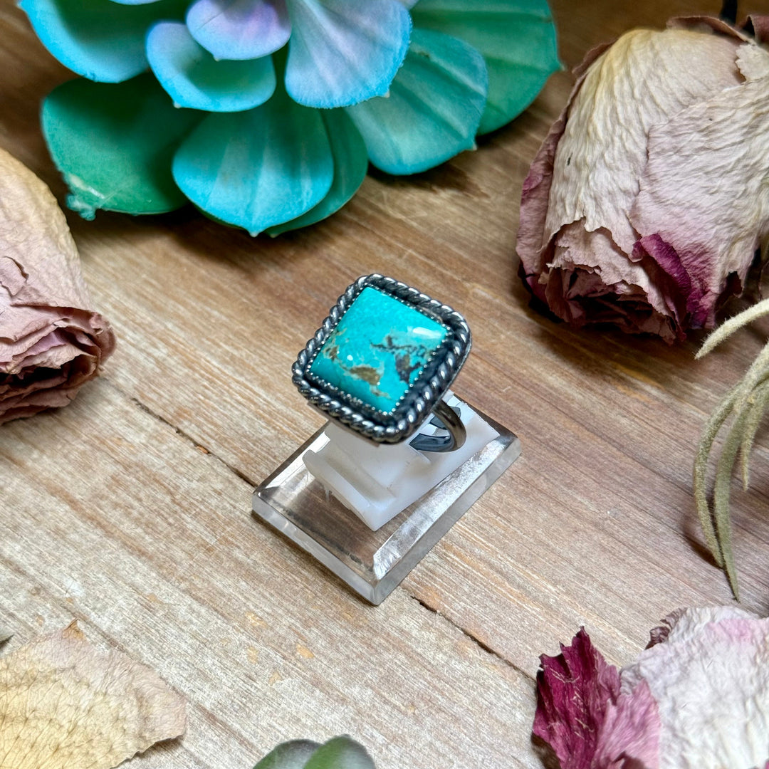 MJ Turquoise Sterling Silver Ring – Square Ring Shopify Collective The Bijoux FAB Jewelry The Bijoux FAB Jewelry
