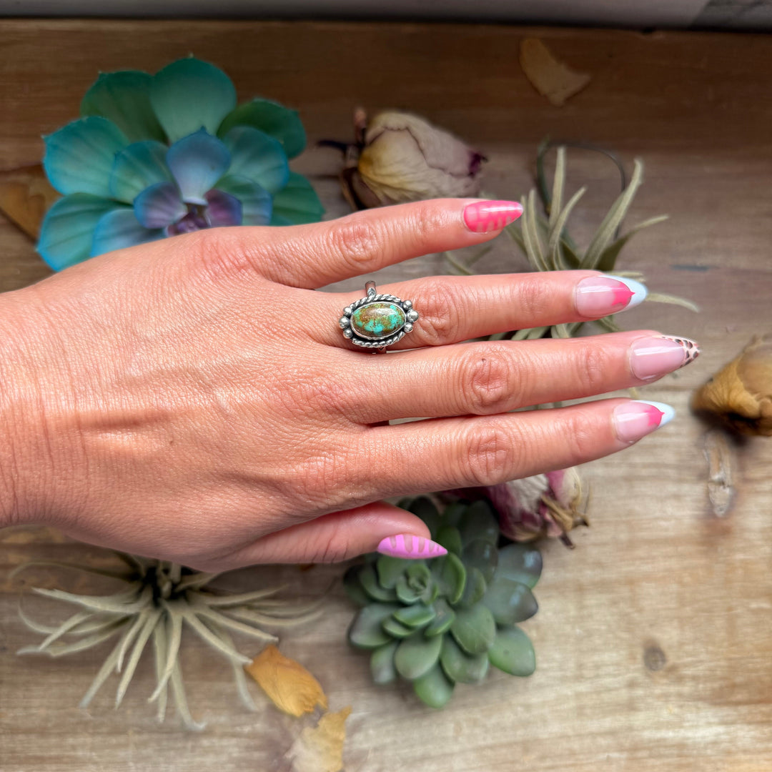 125 - Sterling Silver Royston Turquoise Medicine Man Eye Stamped Stacking Ring by Jason Ogg Ring Shopify Collective The Bijoux FAB Jewelry The Bijoux FAB Jewelry