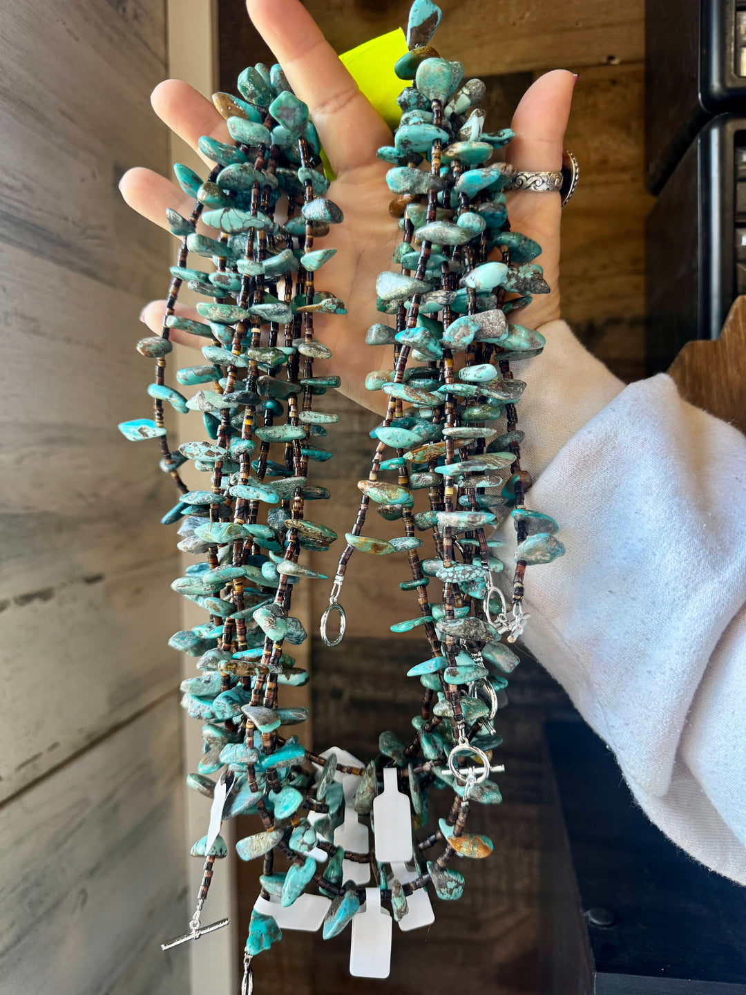 30 inch long shell and turquoise necklace Necklaces Shopify Collective The Bijoux FAB Jewelry The Bijoux FAB Jewelry