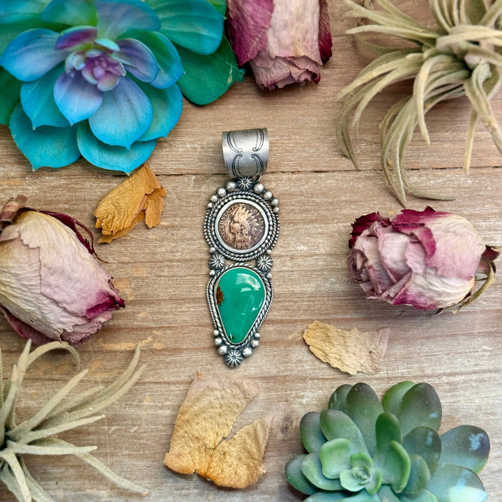 66 - Sterling Silver Royston Turquoise & Indian Head Penny Pendant by Shay Pfeiffer Pendant Shopify Collective The Bijoux FAB Jewelry The Bijoux FAB Jewelry