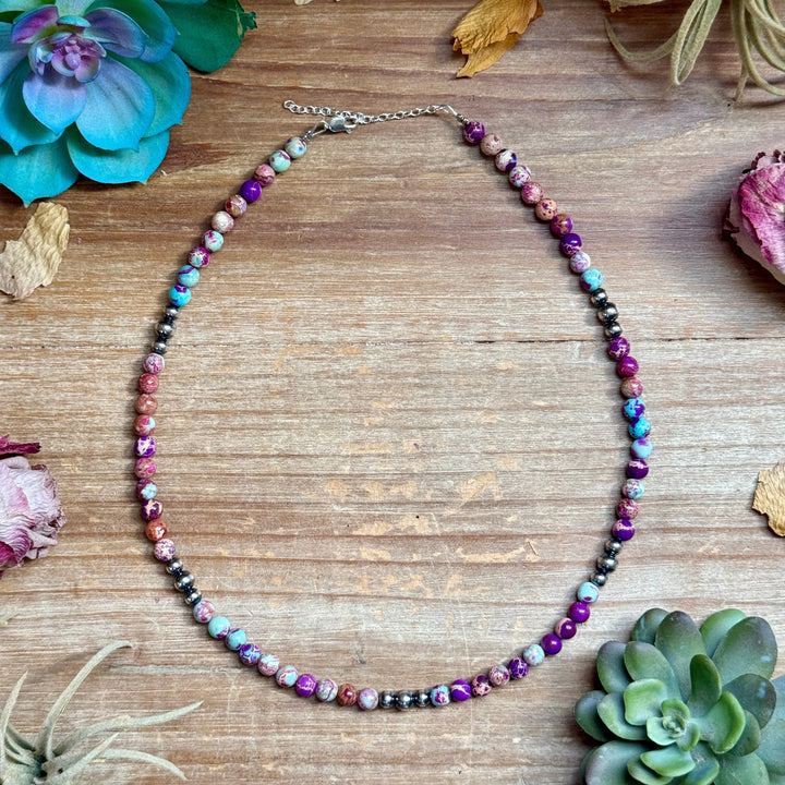 Purple Variscite & Sterling Pearl Necklace 18.25” Necklaces Shopify Collective The Bijoux FAB Jewelry The Bijoux FAB Jewelry