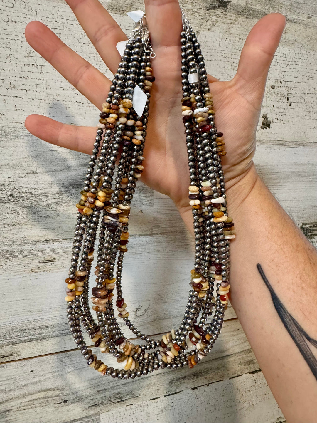 Nevada Opal Nugget Necklace – Sterling Silver Pearls – Handmade by The Bijoux FAB – 19" Necklaces Shopify Collective The Bijoux FAB Jewelry The Bijoux FAB Jewelry