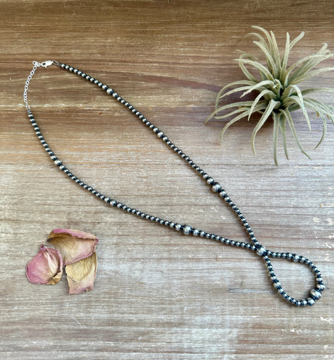 17 inch graduated Sterling Silver Pearls necklace hoop Necklaces Shopify Collective The Bijoux FAB Jewelry The Bijoux FAB Jewelry