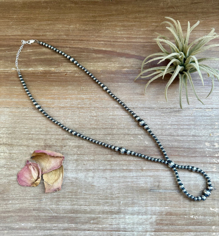 17 inch graduated Sterling Silver Pearls necklace hoop Necklaces Shopify Collective The Bijoux FAB Jewelry The Bijoux FAB Jewelry
