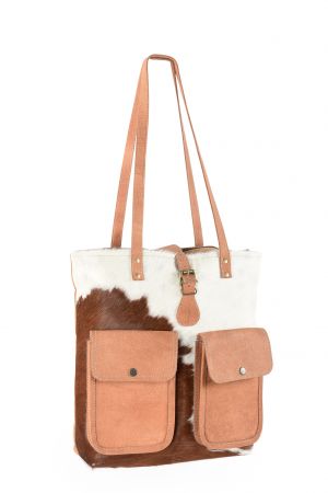 Klassy Cowgirl 16" x 17" Tote Handbag With Hair on Cowhide and Leather Pockets Handbag & Wallet Accessories Shiloh