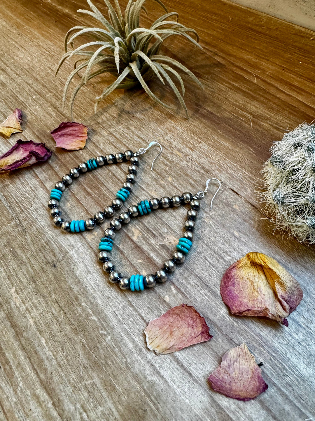 Real turquoise dangle earrings & 6 mm Sterling silver pearls earrings Shopify Collective The Bijoux FAB Jewelry The Bijoux FAB Jewelry
