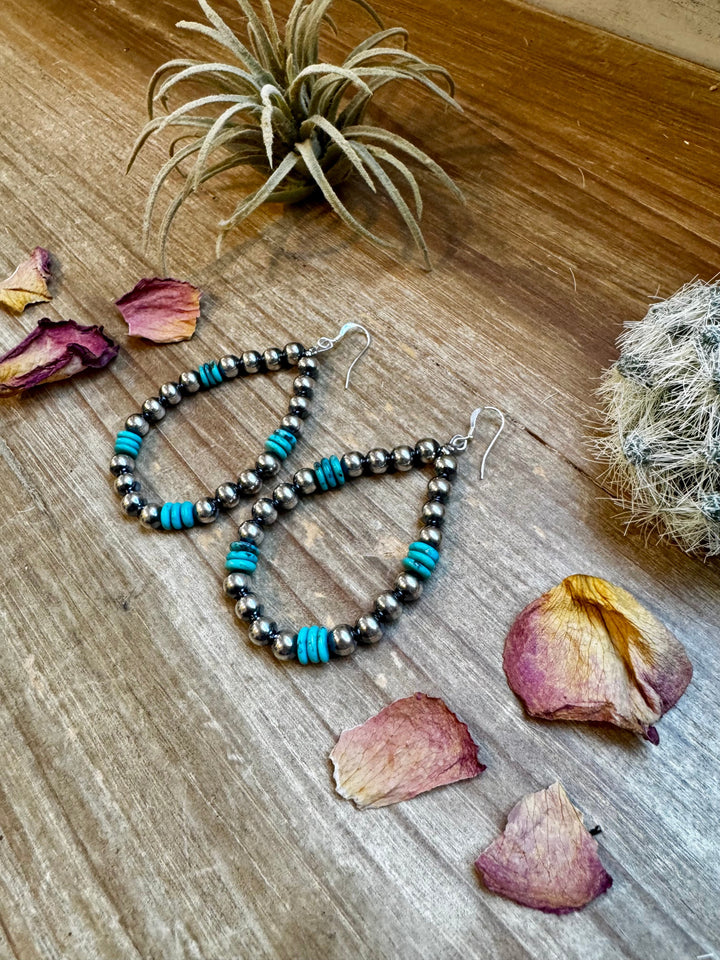 Real turquoise dangle earrings & 6 mm Sterling silver pearls earrings Shopify Collective The Bijoux FAB Jewelry The Bijoux FAB Jewelry