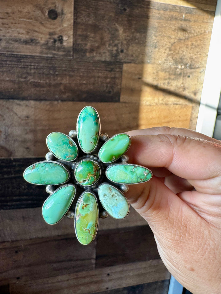 Big Flower ring- size 9 - Sonoran Gold turquoise ring and sterling silver ring Shopify Collective The Bijoux FAB Jewelry The Bijoux FAB Jewelry
