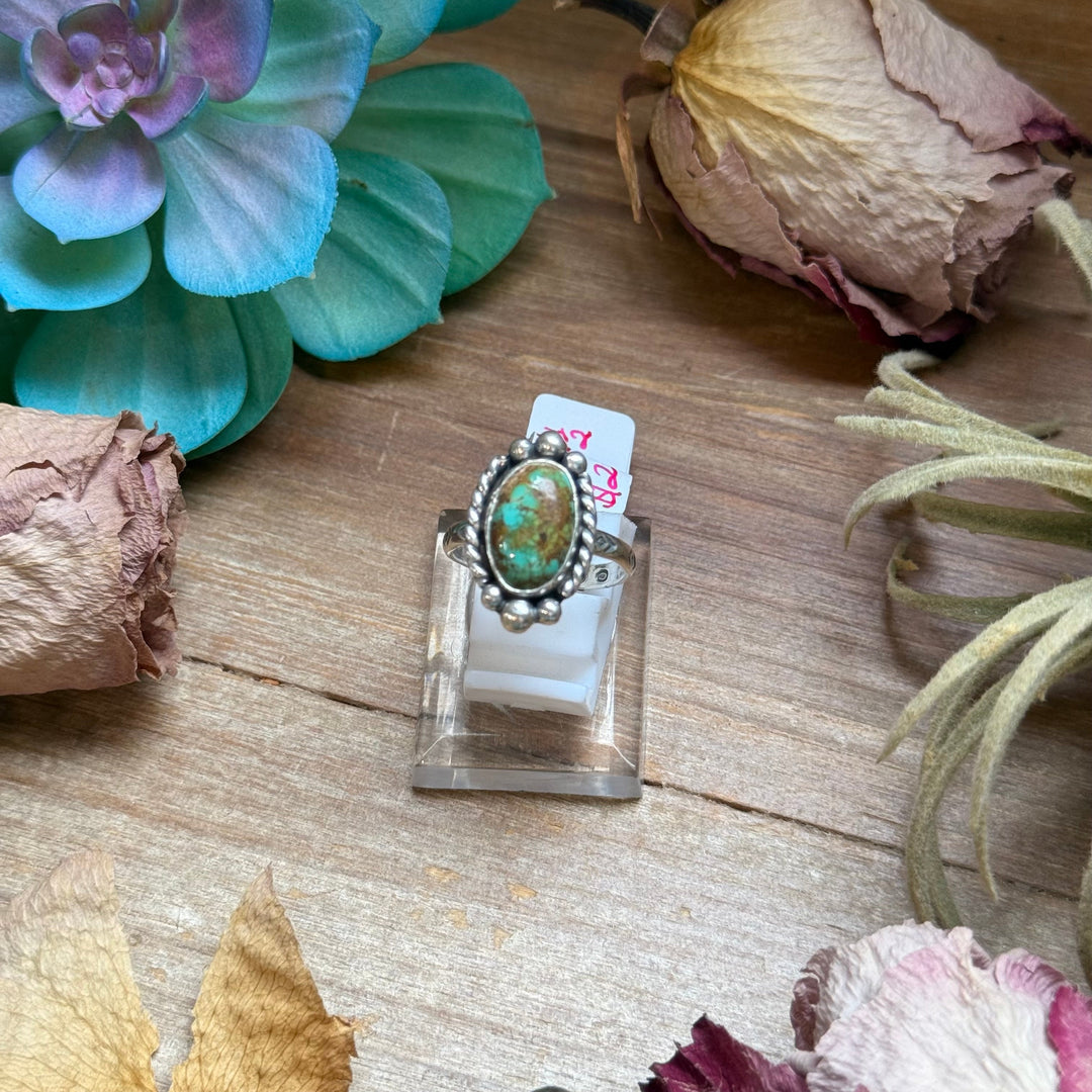 125 - Sterling Silver Royston Turquoise Medicine Man Eye Stamped Stacking Ring by Jason Ogg Ring Shopify Collective The Bijoux FAB Jewelry The Bijoux FAB Jewelry