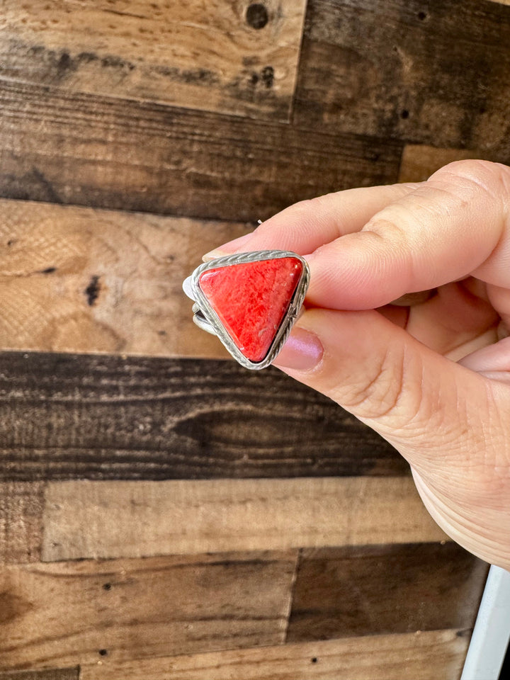 Ring - Size 8 -Red Spiny & Sterling Silver ring Shopify Collective The Bijoux FAB Jewelry The Bijoux FAB Jewelry