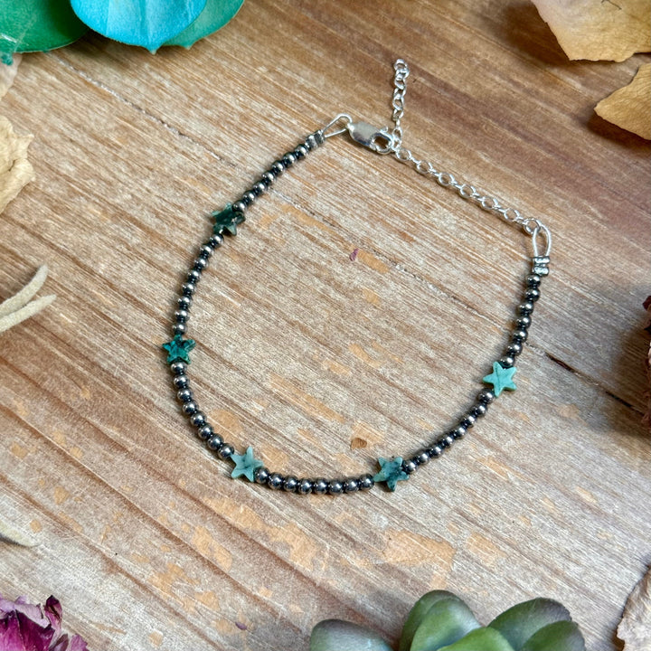African Turquoise Onyx Star Bracelet with Sterling Silver Pearls Bracelets Shopify Collective The Bijoux FAB Jewelry The Bijoux FAB Jewelry