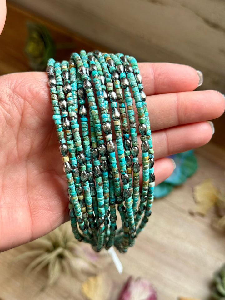 Turquoise Heishi Necklace with Pear Shape Pendant – 14” Necklaces Shopify Collective The Bijoux FAB Jewelry The Bijoux FAB Jewelry