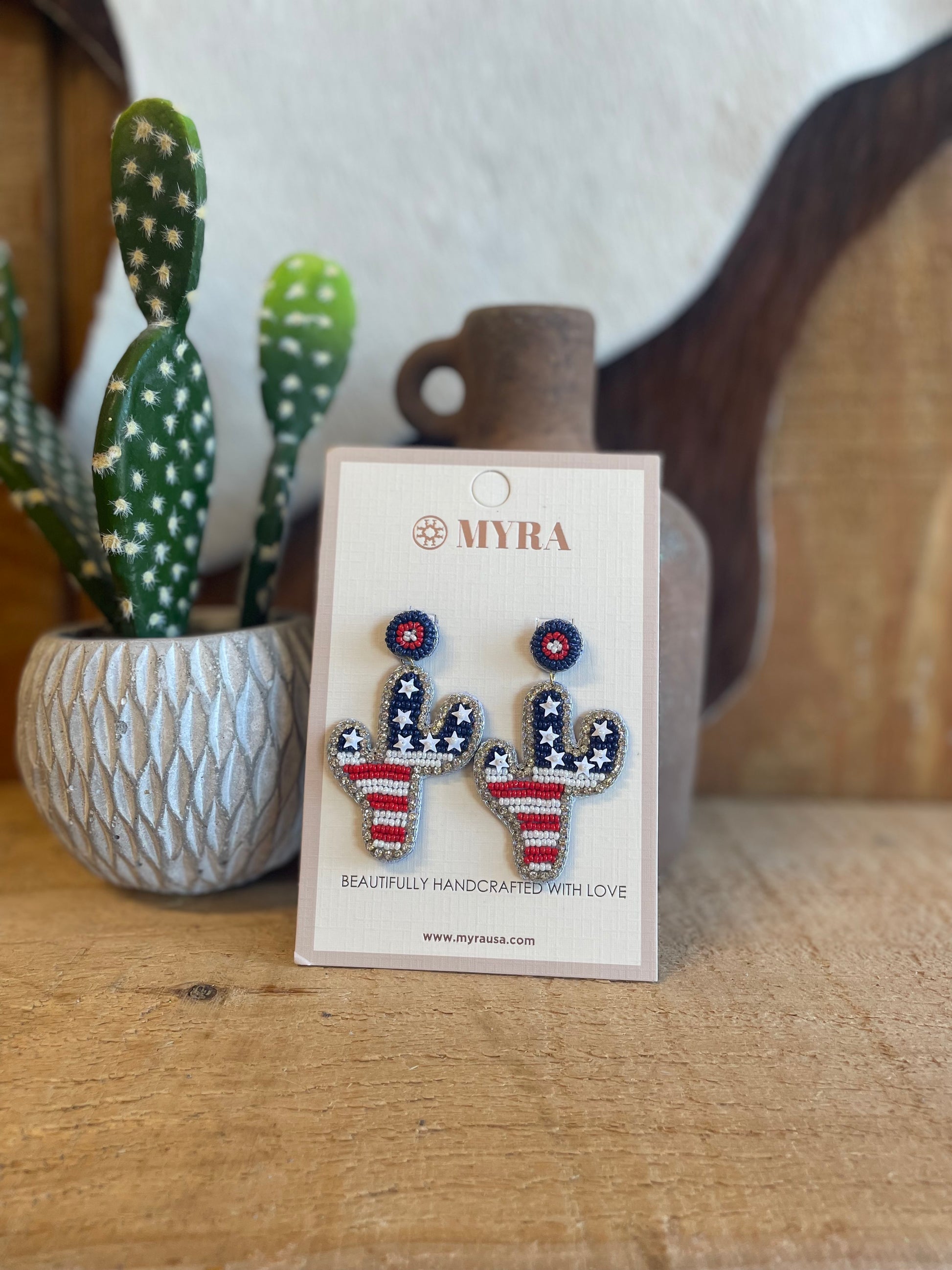 MYRA SPANGLED CACTUS BEADED EARRINGS Myra