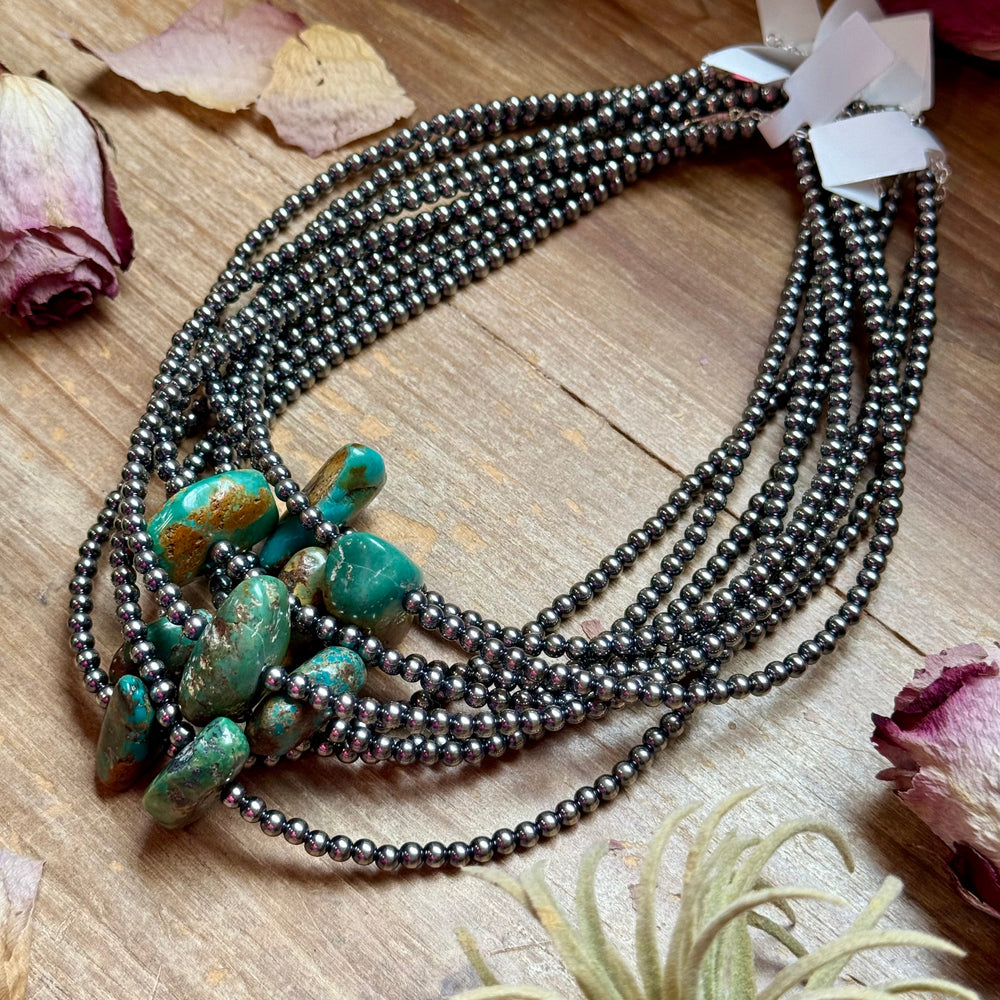 16” Green & Brown Turquoise Necklace – Sterling Silver Necklaces Shopify Collective The Bijoux FAB Jewelry The Bijoux FAB Jewelry