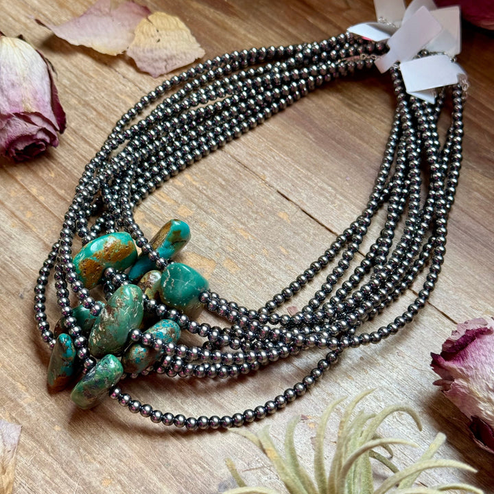 16” Green & Brown Turquoise Necklace – Sterling Silver Necklaces Shopify Collective The Bijoux FAB Jewelry The Bijoux FAB Jewelry