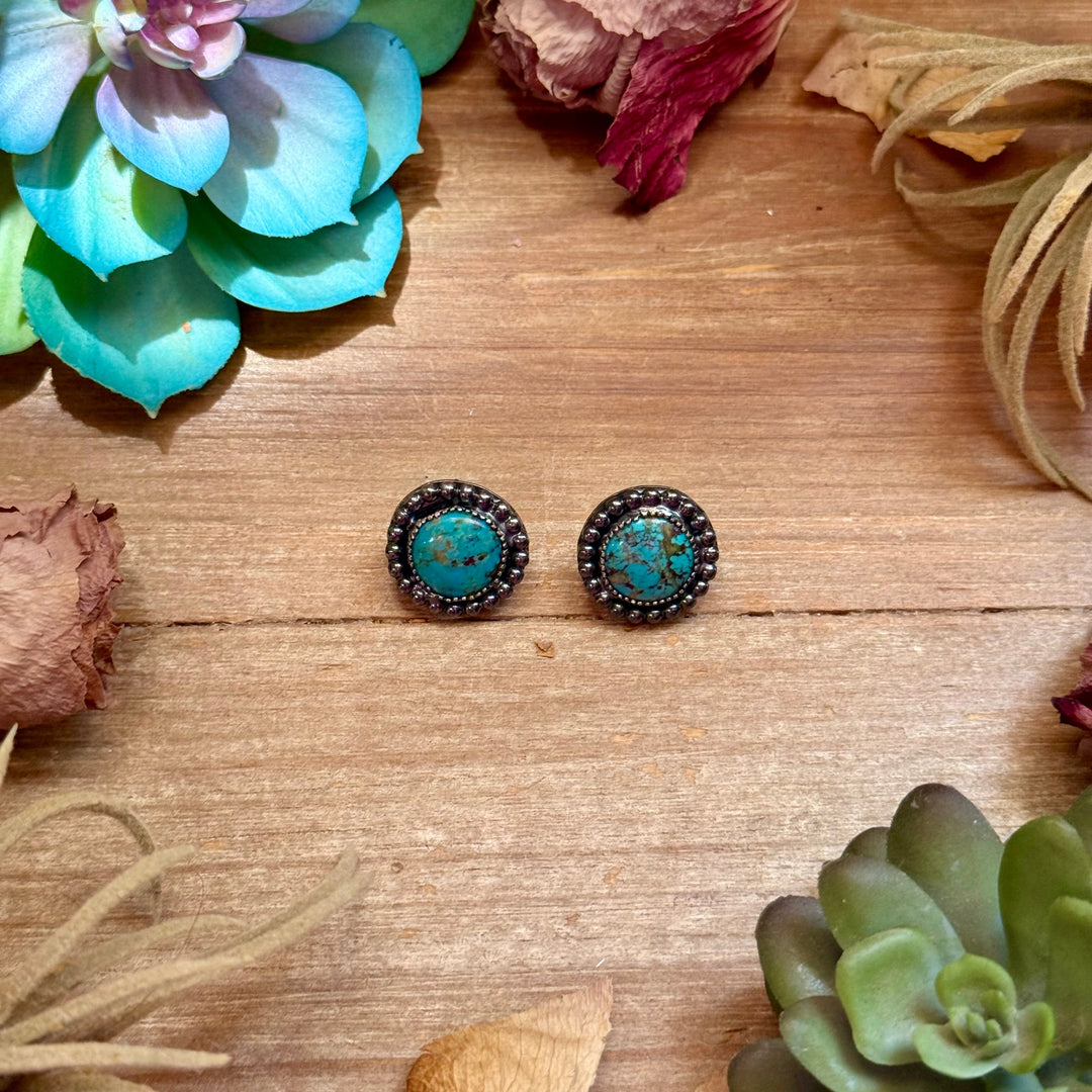 MJ Round Turquoise Stud Earrings Earrings Shopify Collective The Bijoux FAB Jewelry The Bijoux FAB Jewelry