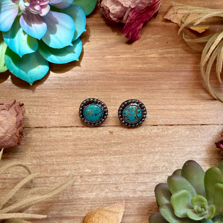 MJ Round Turquoise Stud Earrings Earrings Shopify Collective The Bijoux FAB Jewelry The Bijoux FAB Jewelry