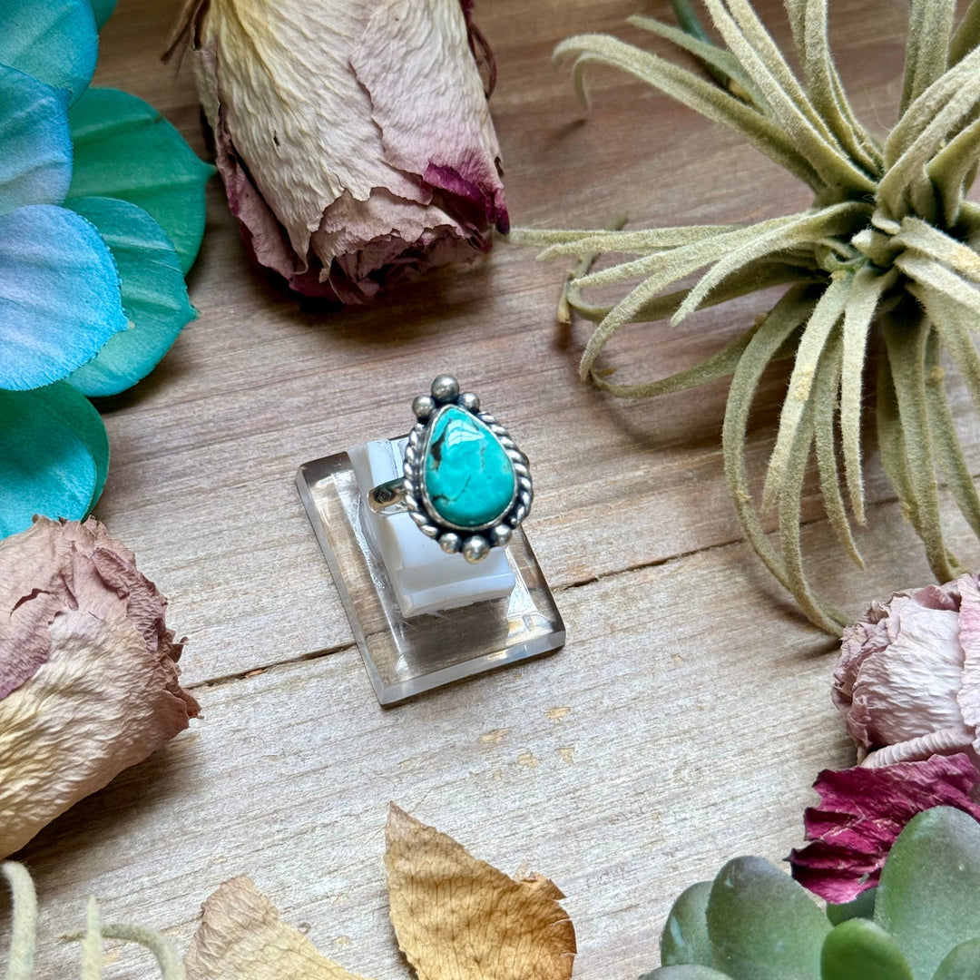 126 - Sterling Silver Tyrone Turquoise Medicine Man Eye Stamped Stacking Ring by Jason Ogg Ring Shopify Collective The Bijoux FAB Jewelry The Bijoux FAB Jewelry