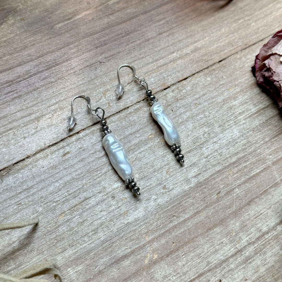 Mother of Pearl & Sterling Silver Dangle Earrings Earrings Shopify Collective The Bijoux FAB Jewelry The Bijoux FAB Jewelry