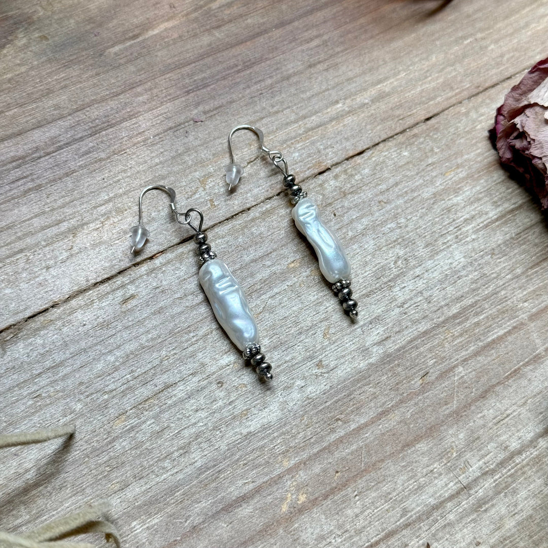 Mother of Pearl & Sterling Silver Dangle Earrings Earrings Shopify Collective The Bijoux FAB Jewelry The Bijoux FAB Jewelry