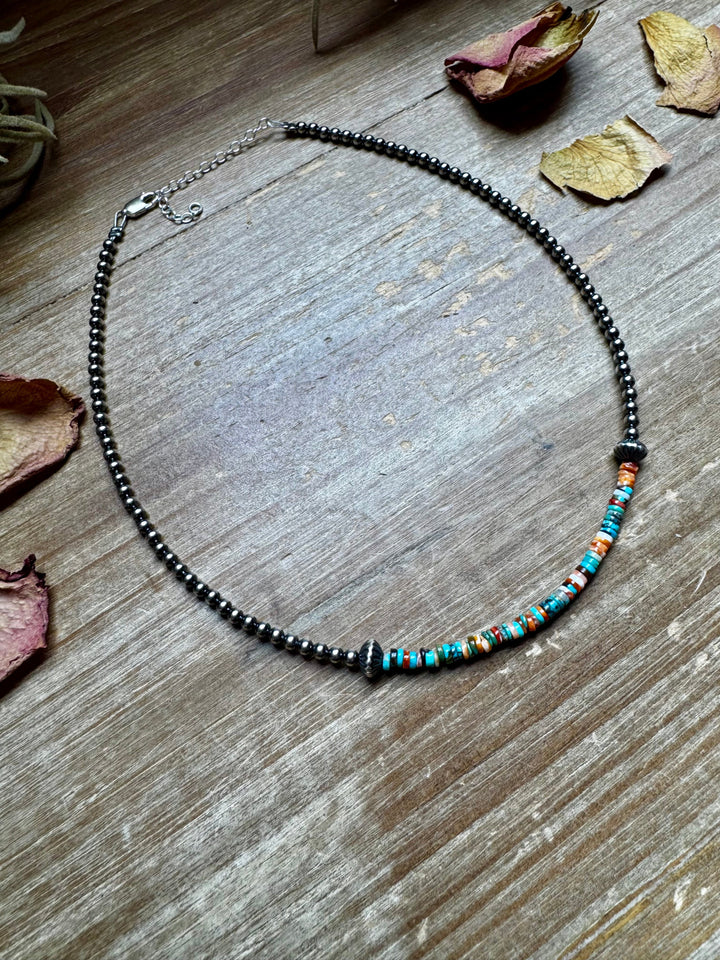 Sterling Silver Pearl Choker with Extra Turquoise & Spiny Oyster Choker Shopify Collective The Bijoux FAB Jewelry The Bijoux FAB Jewelry
