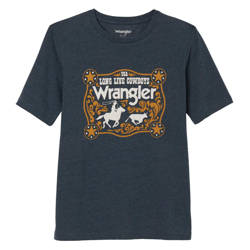 Boys Wrangler® Short Sleeve T-Shirt - Regular Fit - Midnight Navy Heather