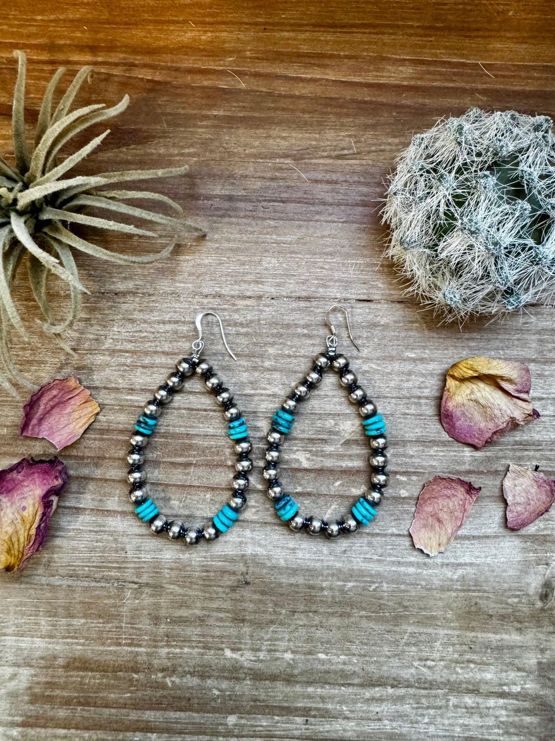 Real turquoise dangle earrings & 6 mm Sterling silver pearls earrings Shopify Collective The Bijoux FAB Jewelry The Bijoux FAB Jewelry