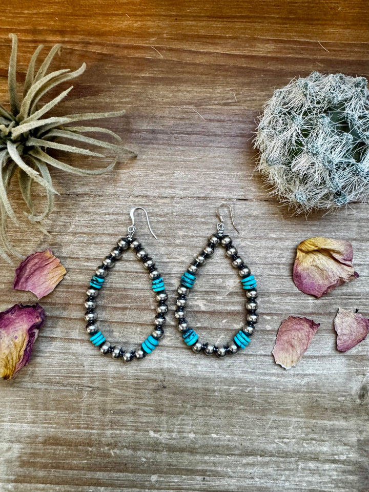 Real turquoise dangle earrings & 6 mm Sterling silver pearls earrings Shopify Collective The Bijoux FAB Jewelry The Bijoux FAB Jewelry