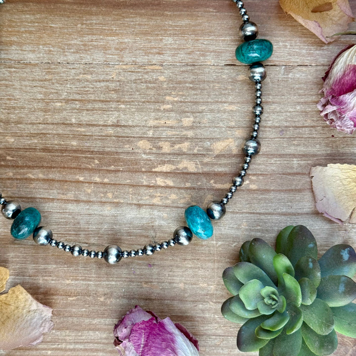 18.5” Turquoise Necklace – Sterling Silver Pearls Necklaces Shopify Collective The Bijoux FAB Jewelry The Bijoux FAB Jewelry