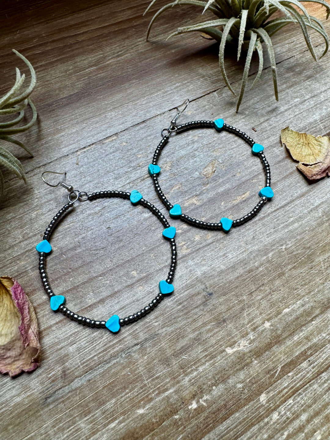 Turquoise Verasite heart hoops earrings Shopify Collective The Bijoux FAB Jewelry The Bijoux FAB Jewelry