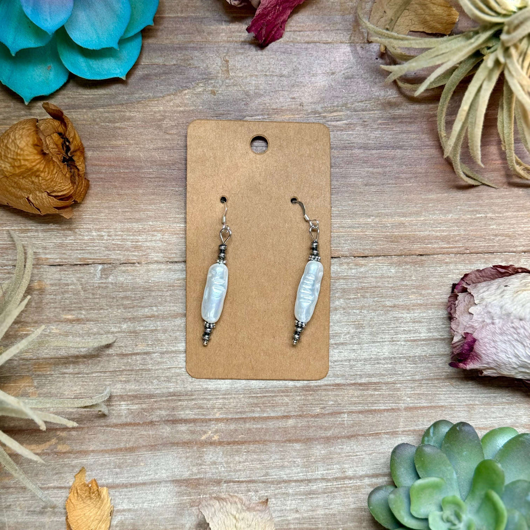 Mother of Pearl & Sterling Silver Dangle Earrings Earrings Shopify Collective The Bijoux FAB Jewelry The Bijoux FAB Jewelry
