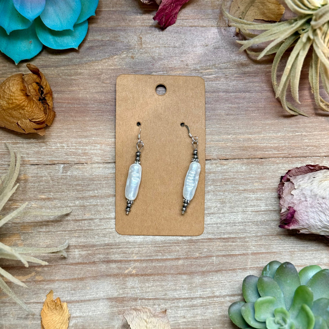 Mother of Pearl & Sterling Silver Dangle Earrings Earrings Shopify Collective The Bijoux FAB Jewelry The Bijoux FAB Jewelry