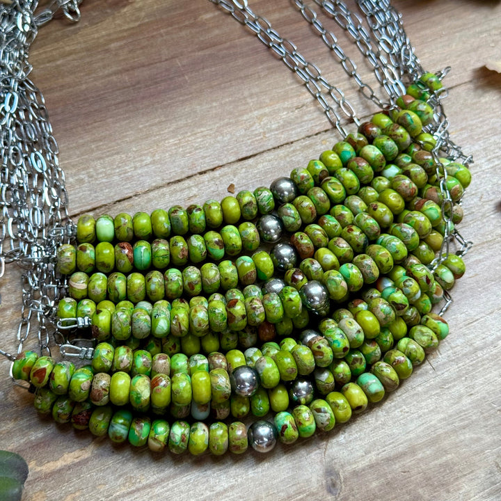 16” Green Variscite Paperclip Necklace – Sterling Silver Accent Necklaces Shopify Collective The Bijoux FAB Jewelry The Bijoux FAB Jewelry