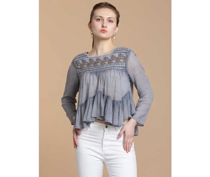 BOHERA MOANA EMBROIDERED WASHED TOP Myra