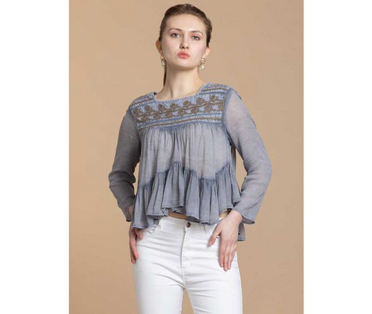 BOHERA MOANA EMBROIDERED WASHED TOP Myra