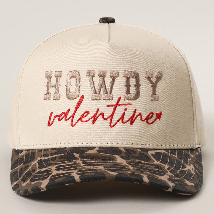 Howdy Valentine Embroidery Two-Tone Trucker Hat Cap One Size LEOPARD Fashion City