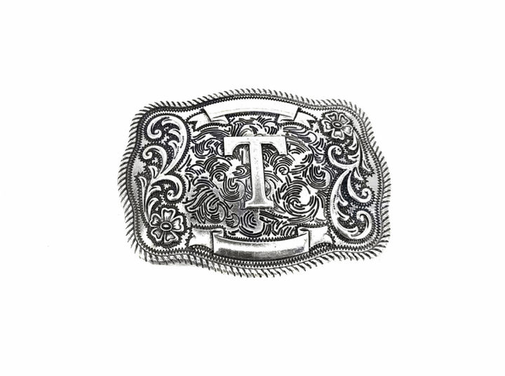 Western Filigree Initial Belt Buckle SX1014T Belt Buckle T Belt Buckle Men's Women's Snowing West