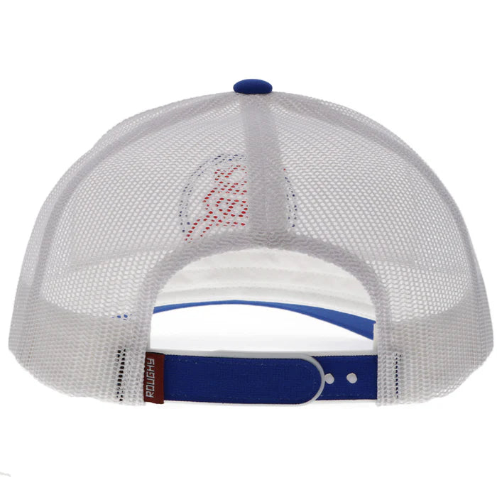 Hooey "Strap" Roughy Hat White w/Red & Blue Patch 4031T-WH Cap Hooey